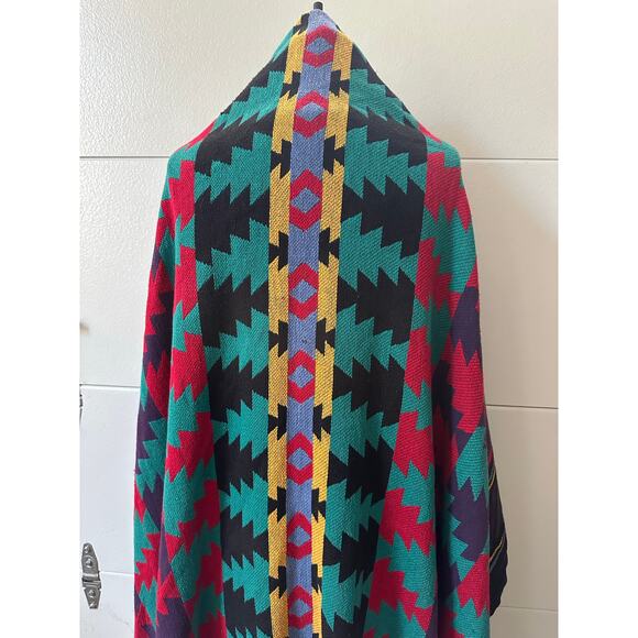 Vintage Navajo Tribal Throw Knit Blanket cotton Made In USA Reversible 62x48” - Picture 12 of 16